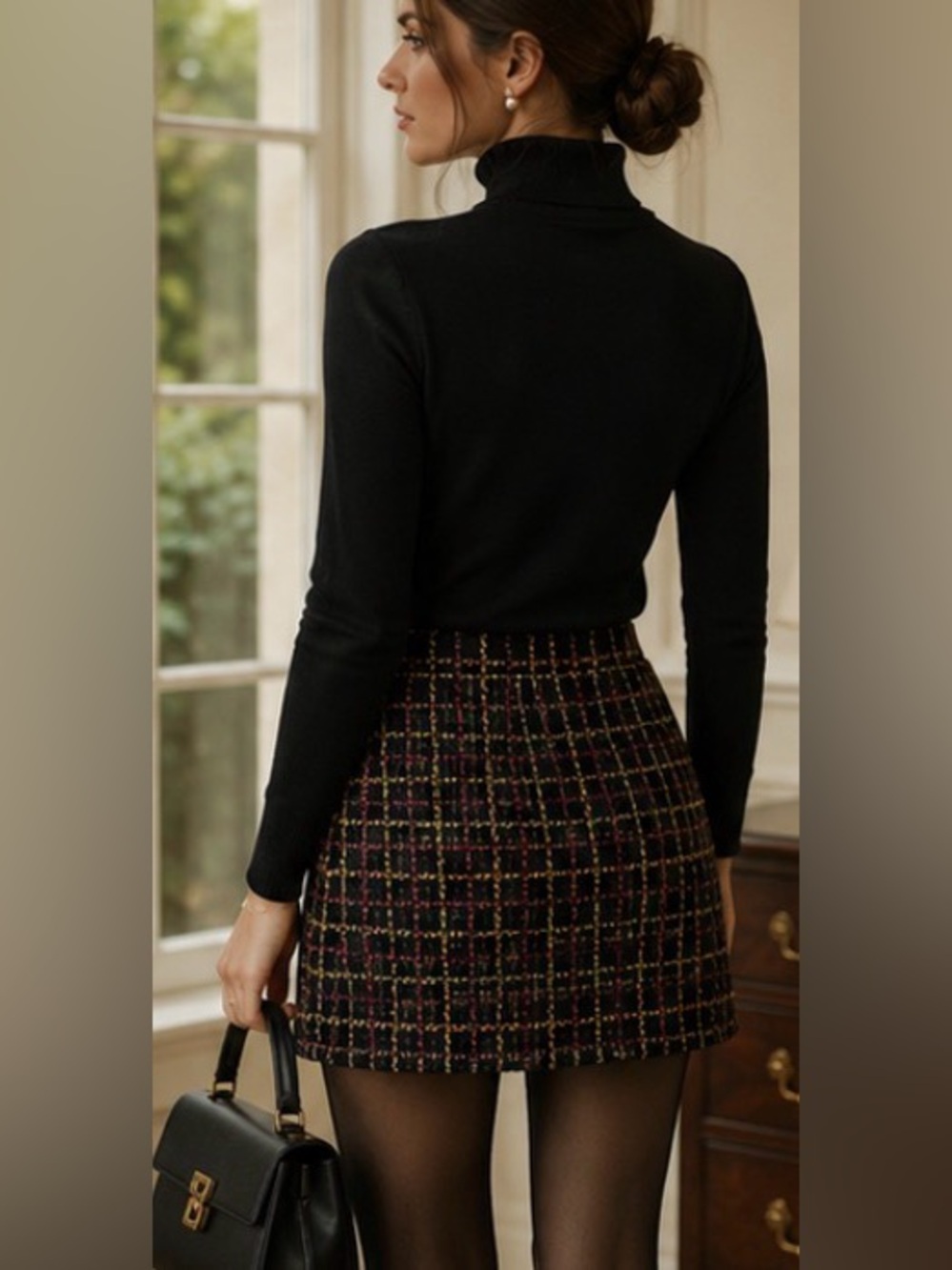 Hutch Multicolor Bouclé Plaid Mini Skirt | Anthropologie | Size Medium - Picture 3 of 11